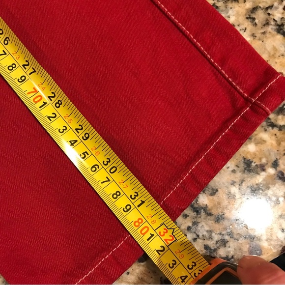 🦌VINTAGE RARE Abercrombie & Fitch Red Cropped Jeans - Picture 5 of 9